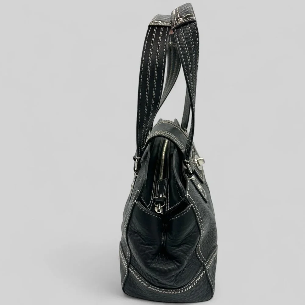 ⭐️SOLD⭐️ Vintage Coach Hampton Black Leather Satchel #F13961 - Picture 6 of 13